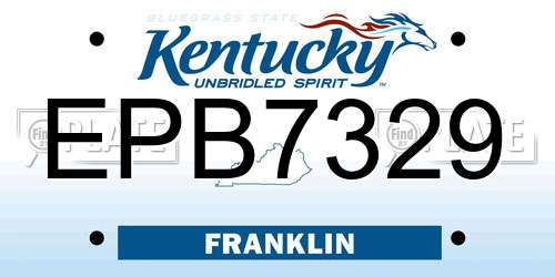 EPB7329 Kentucky License Plate