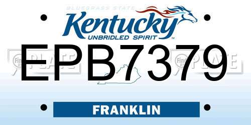 EPB7379 Kentucky License Plate