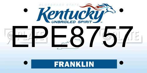 EPE8757 Kentucky License Plate