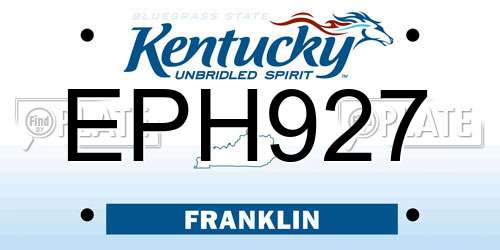 EPH927 Kentucky License Plate