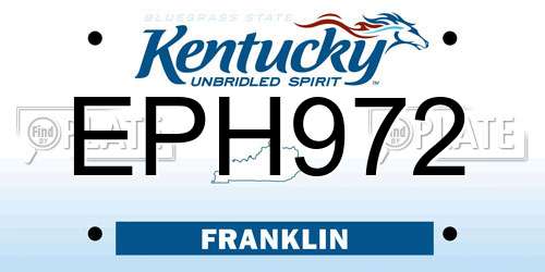 EPH972 Kentucky License Plate
