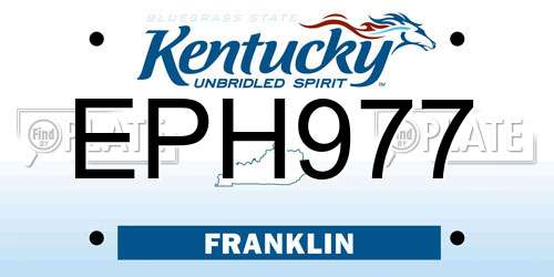 EPH977 Kentucky License Plate