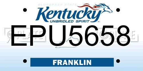 EPU5658 Kentucky License Plate