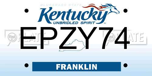 EPZY74 Kentucky License Plate