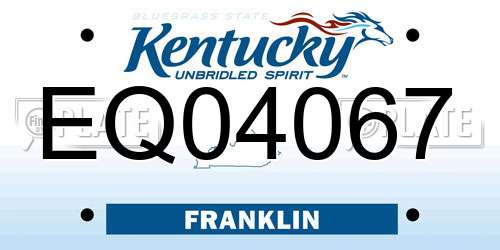 EQ04067 Kentucky License Plate