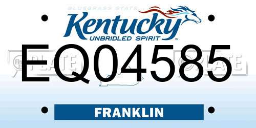 EQ04585 Kentucky License Plate