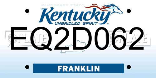 EQ2D062 Kentucky License Plate
