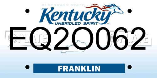 EQ2O062 Kentucky License Plate