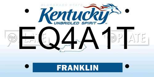 EQ4A1T Kentucky License Plate