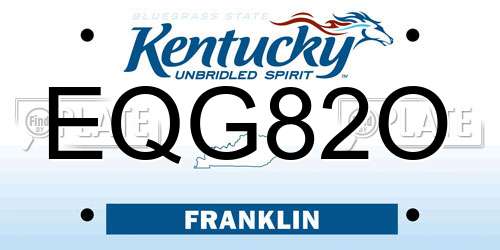 EQG82O Kentucky License Plate