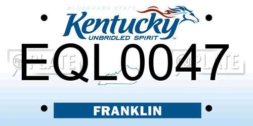 EQL0047 Kentucky License Plate