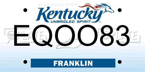 EQOO83 Kentucky License Plate