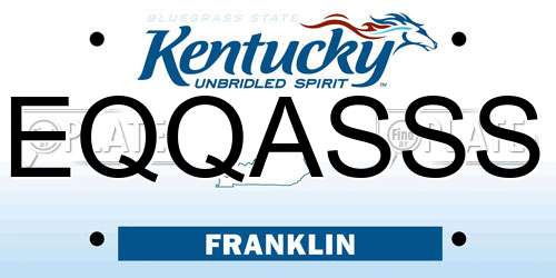 EQQASSS Kentucky License Plate