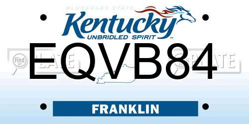 EQVB84 Kentucky License Plate