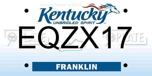 EQZX17 Kentucky License Plate