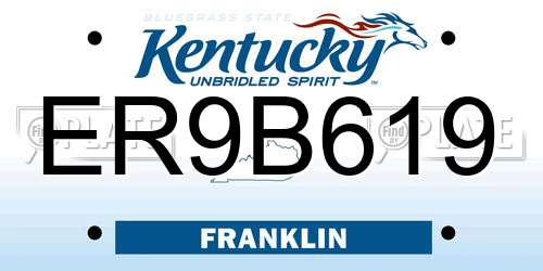 ER9B619 Kentucky License Plate