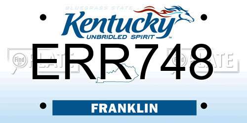ERR748 Kentucky License Plate