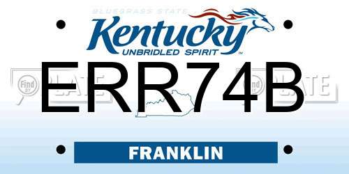ERR74B Kentucky License Plate