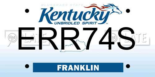 ERR74S Kentucky License Plate