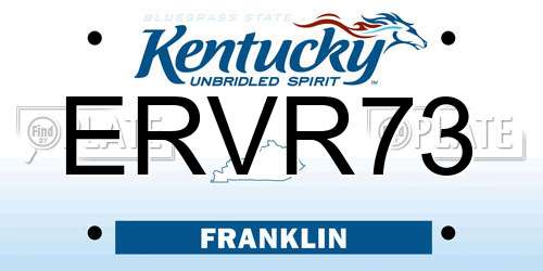 ERVR73 Kentucky License Plate