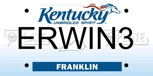 ERWIN3 Kentucky License Plate