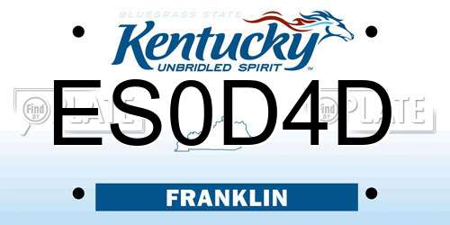 ES0D4D Kentucky License Plate