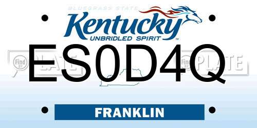 ES0D4Q Kentucky License Plate