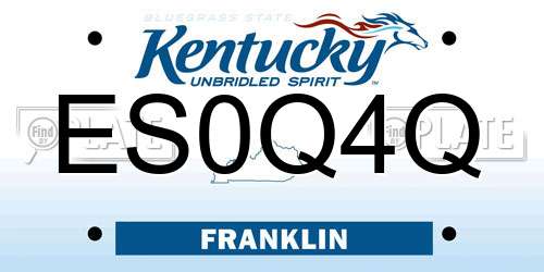 ES0Q4Q Kentucky License Plate