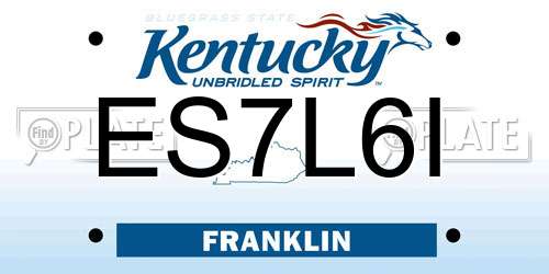 ES7L6I Kentucky License Plate