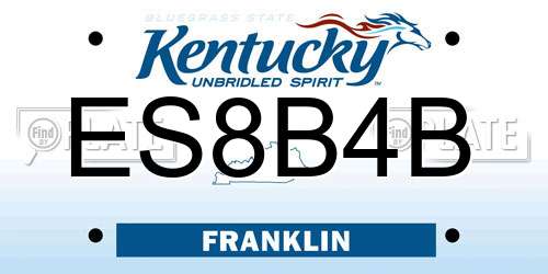 ES8B4B Kentucky License Plate