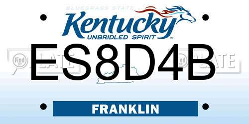ES8D4B Kentucky License Plate