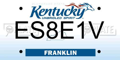 ES8E1V Kentucky License Plate
