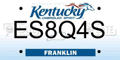 ES8Q4S Kentucky License Plate