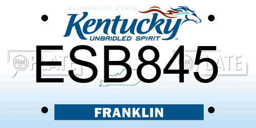 ESB845 Kentucky License Plate