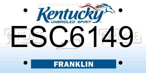 ESC6149 Kentucky License Plate