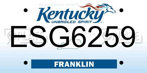 ESG6259 Kentucky License Plate