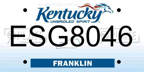 ESG8046 Kentucky License Plate