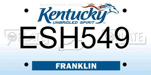 ESH549 Kentucky License Plate