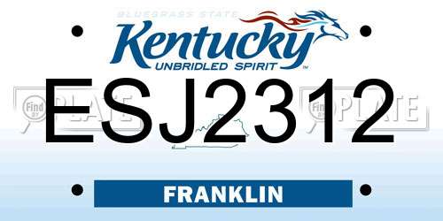 ESJ2312 Kentucky License Plate