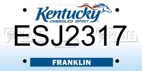 ESJ2317 Kentucky License Plate