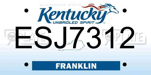 ESJ7312 Kentucky License Plate