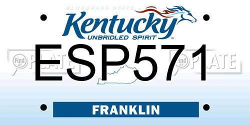 ESP571 Kentucky License Plate