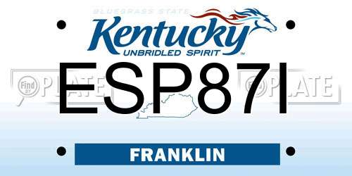 ESP87I Kentucky License Plate