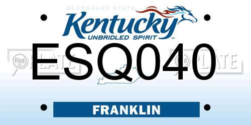 ESQ040 Kentucky License Plate