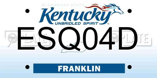 ESQ04D Kentucky License Plate