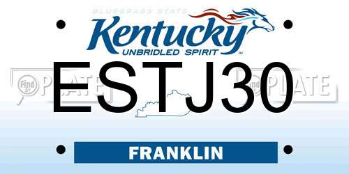 ESTJ30 Kentucky License Plate