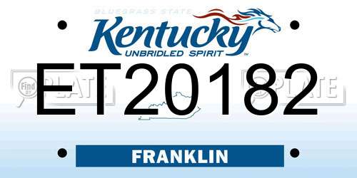 ET20182 Kentucky License Plate