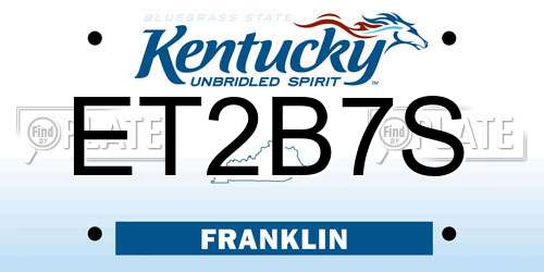 ET2B7S Kentucky License Plate