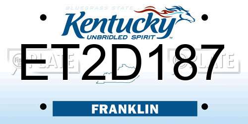 ET2D187 Kentucky License Plate