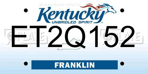 ET2Q152 Kentucky License Plate